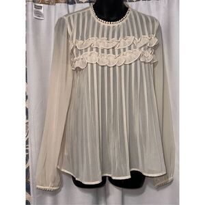 Beautiful Endless Rose Ivory Sheer Blouse S retails ($135) Good‎ Condition